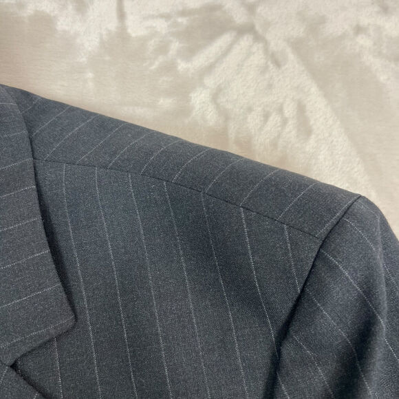 Brooks Brothers 346 Blazer Mens 48R Grey Pinstripe Two Button Wool Sport Coat - Picture 4 of 15
